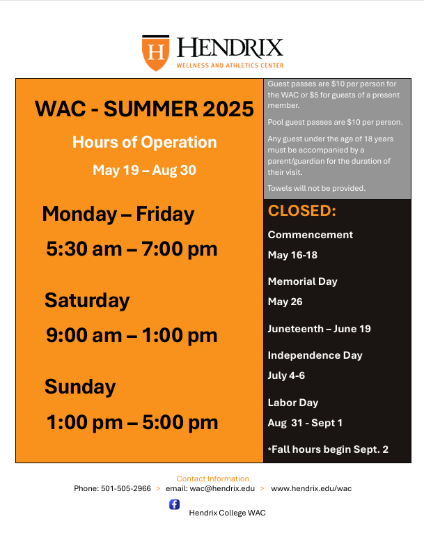 WAC Summer 2025 Hours